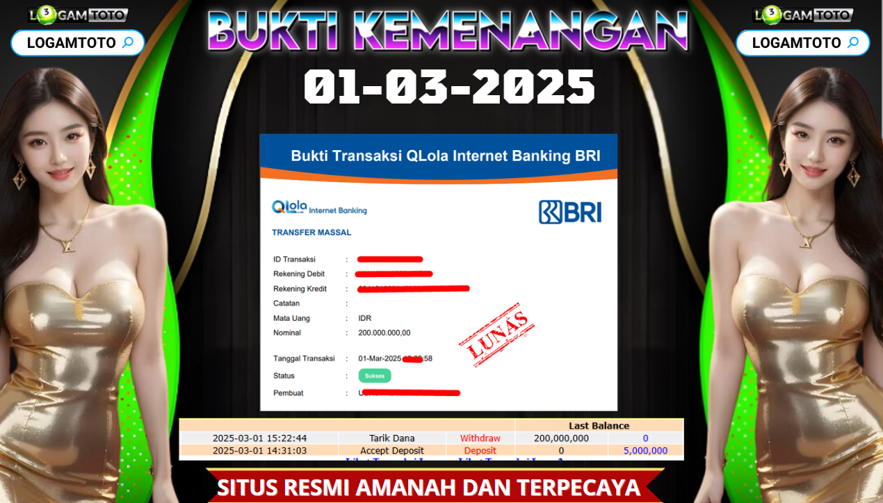 SELAMAT KEPADA MEMBER SETIA LOGAMTOTO BERHASIL JACKPOT DI PERMAINAN SLOT MAHJONG WINS 2